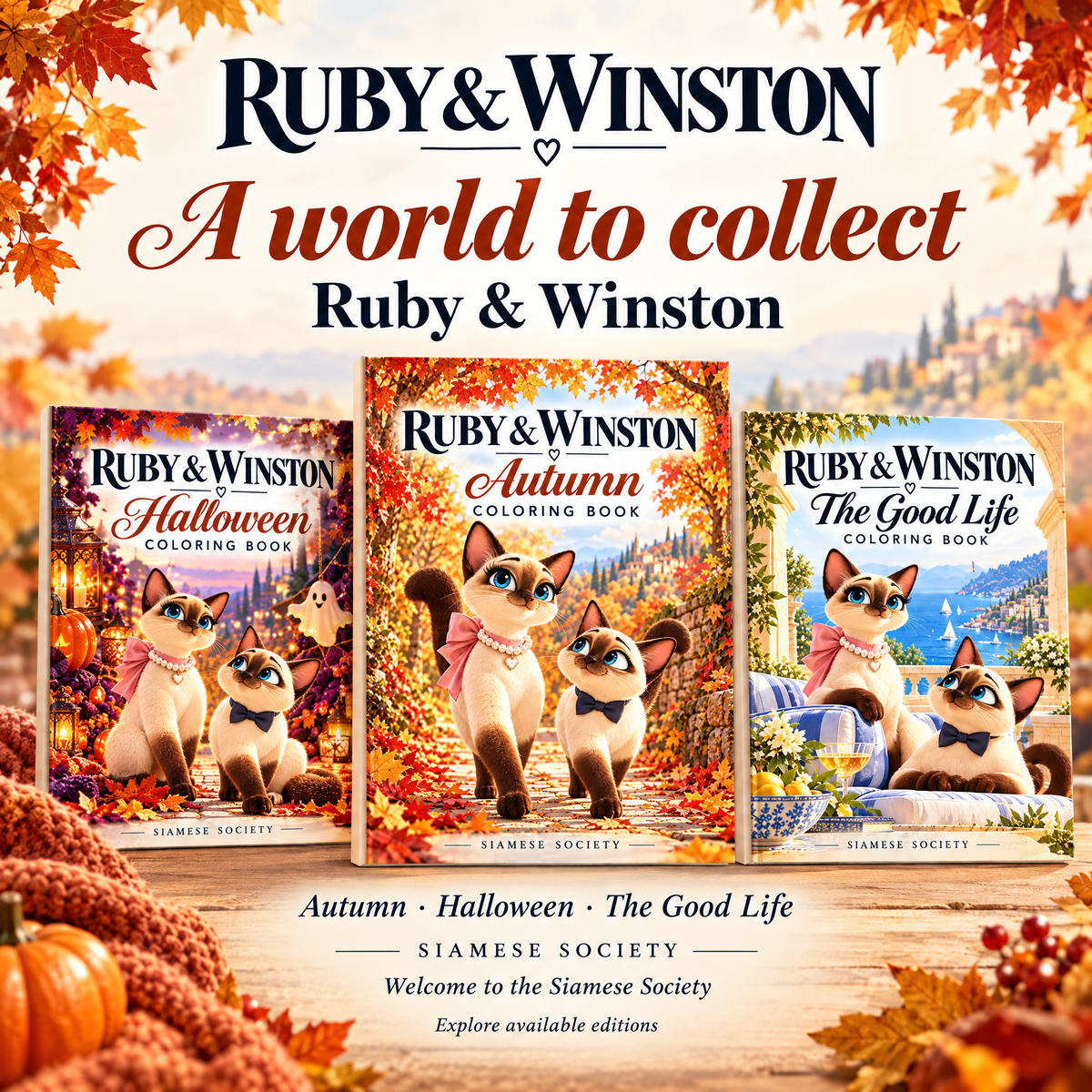 Ruby & Winston collection featuring Autumn, Halloween and The Good Life by Siamese Society